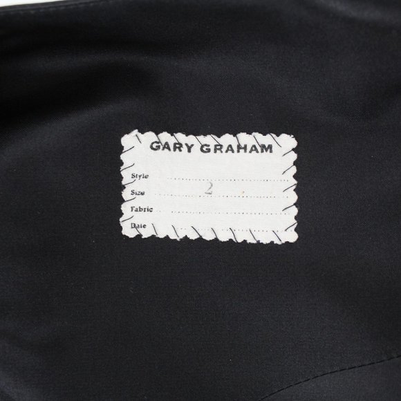 Gary Graham Black Silk Asymmetric Dress Sleeveless Draped Front Bell Skirt 2/S - Picture 9 of 15